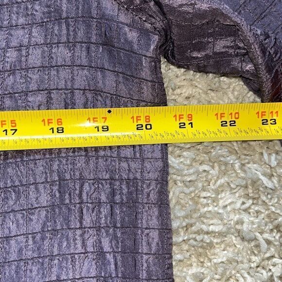 Eileen Fisher Silk Linen 3/4 Sleeve Check Jacket Purple Women’s Medium - Picture 8 of 16